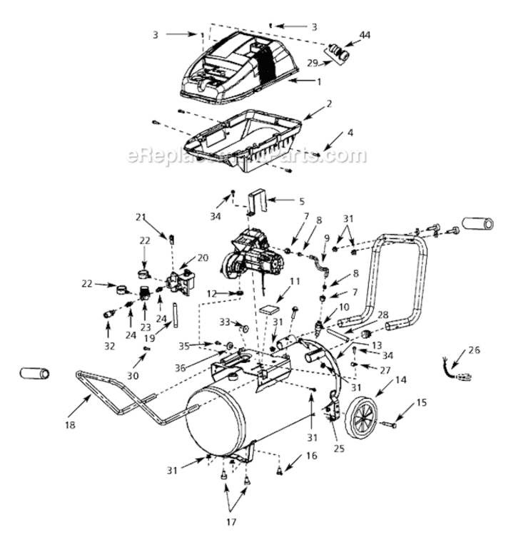 Page A Diagram and Parts List for WL651100  Campbell Hausfeld Compressor